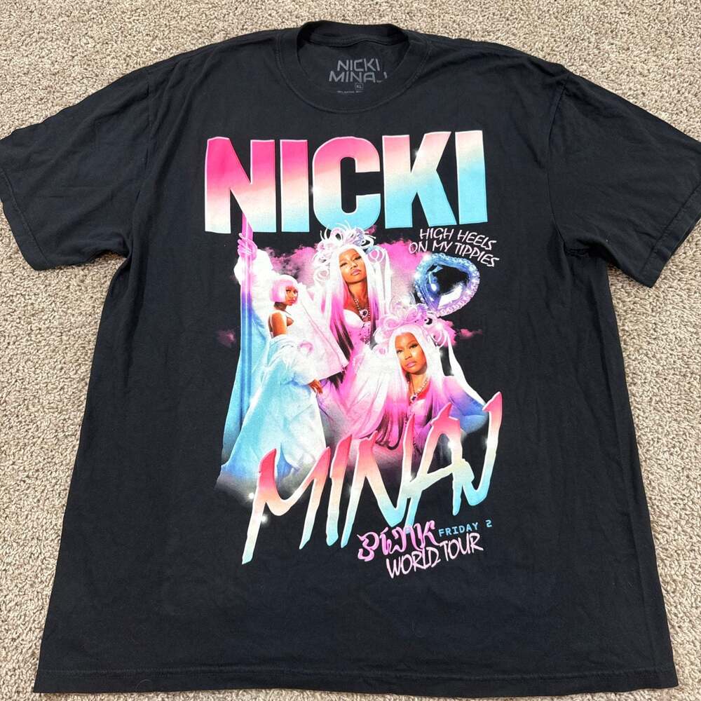 Nicki Minaj Pink Friday 2 World Tour Shirt XL 2024 Concert Cities Rap Tee EUC